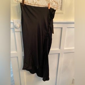 Brand NEW Black satin asymmetrical skirt with covered buttons